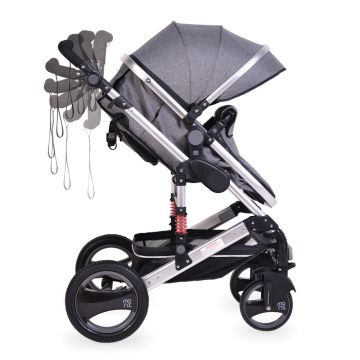 Carucior 2 in 1 cu suspensii Gala Leather Dark Grey