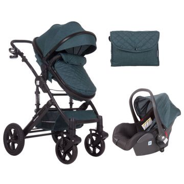 Carucior combinat 2 in 1 cu scaun de masina Kikka Darling 2019 green silver ribbon