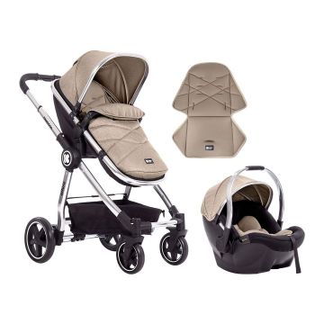 Carucior combinat 2 in 1 Kikka Allure Chrome 2021 Beige Silver