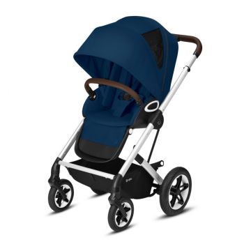 Carucior Cybex Gold TALOS S LUX Navy Blue cu cadru argintiu