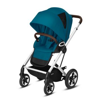 Carucior Cybex Gold TALOS S LUX River Blue cu cadru argintiu