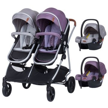 Carucior gemeni Chipolino Duo Smart 3 in 1 anthracite lilac Carucior gemeni Chipolino Duo Smart 3 in 1 anthracite lilac