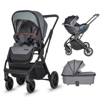 Carucior modular 2in1 Coccolle Silene Lunar Rock+Cos auto 0-13 kg gb Idan Satin Black