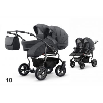 Carucior pentru doi copii Mikado GOLDSTAR 0+1 (T01-10) Grafit/Cadru Grafit