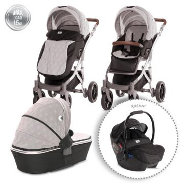 Carucior Set Rimini Premium, cos landou separat, Cool Grey Stars