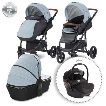 Carucior Set Rimini Premium, cos landou separat, Silver Blue Stars