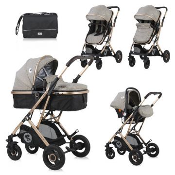 Carucior Set Sena, cos auto inclus, cadru aluminiu, pliere compacta, Pearl Beige