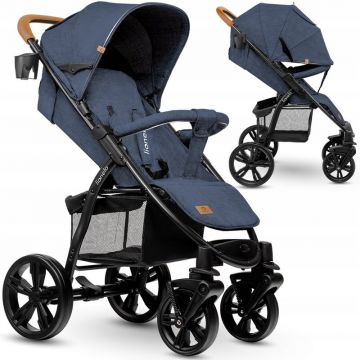 Lionelo - Carucior sport Annet Plus, De la nastere, Cu accesorii, 0 - 22 Kg, Albastru Denim