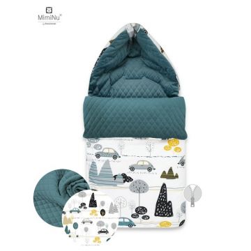 MimiNu - Sac de iarna universal, pentru carucior, scaun auto, saniuta, Children's Journey Grey/Velvet Nepalese Green