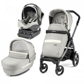 Carucior 3 in 1, Peg Perego, Book Plus 51 Titania, baza i-Size inclusa, Luxe Pure