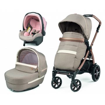 Carucior 3 in 1 Peg Perego Book, Primoviaggio SL, 0 - 22 kg, Mon Amour, Bej / Roz