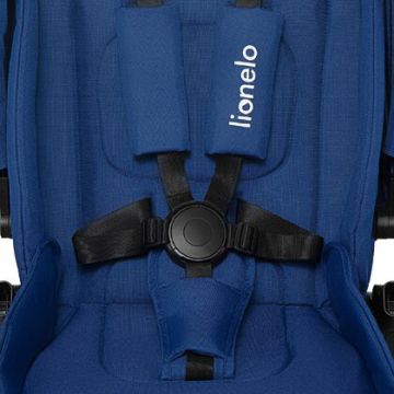 Carucior Lionelo Mika 2 in 1 Cadru din aluminiu, Cu landou intarit si salteluta moale, Reversibil, Maner ajustabil, Plasa de tantari, Husa de ploaie, de picioare, Sarcina maxima 22 kg, Standard de siguranta EN1888-1 albastru