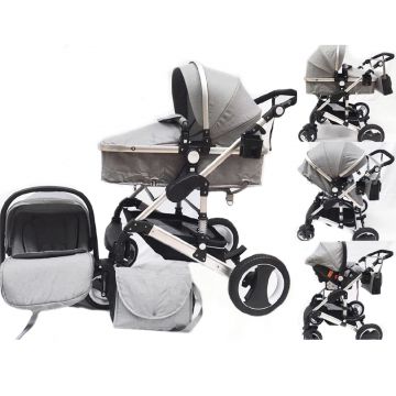 Carucior transport copii, Kota Baby Luna Travel 3 in 1 Gri