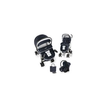 Brevi - Carucior copii Millestrade 3 in 1, Negru/Alb