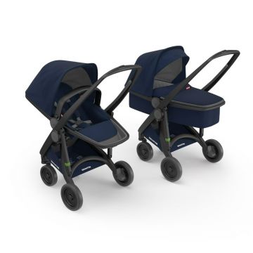 Greentom - Carucior 2 in 1 100% Ecologic, Albastru/Negru