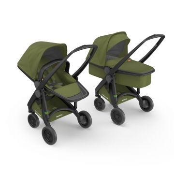 Greentom - Carucior 2 in 1 100% Ecologic, Negru/Verde