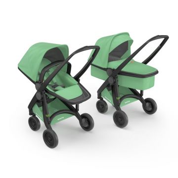 Greentom - Carucior 2 in 1 100% Ecologic, Negru/Verde