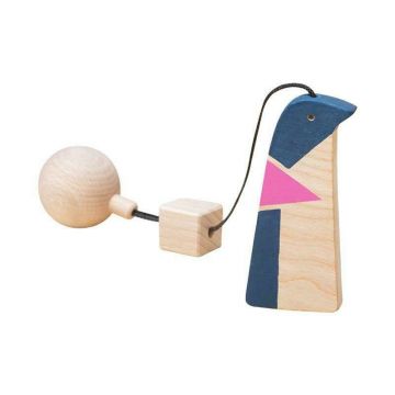 Jucarie Montessori din lemn, pinguin pentru centru activitati, albastru-roz, Mobbli