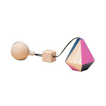 Jucarie Montessori din lemn, poliedru pentru centru activitati, roz-albastru, Mobbli