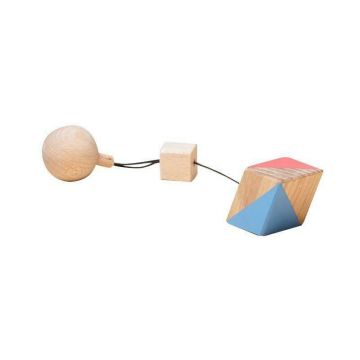 Jucarie Montessori din lemn, romboedru pentru centru activitati, roz-albastru, Mobbli