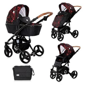 Lorelli - Carucior 2 in 1 Rimini Ruby, Negru/Rosu