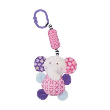 Lorelli Toys - Jucarie carucior Elefant 13 cm, Cu clopotel, Cu oglinda din Plus