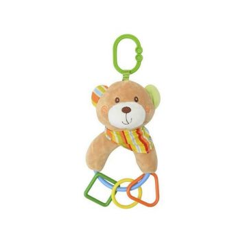 Lorelli Toys - Jucarie multifunctionala Ursulet Cu zornaitoare, Cu forme geometrice, 20 cm din Plus