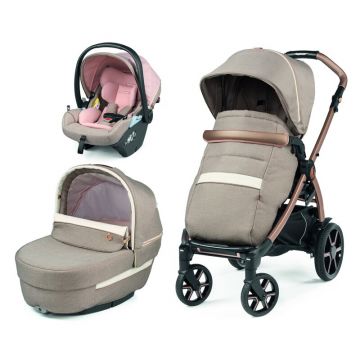 Carucior 3 in 1 Peg Perego Book, Lounge, 0 - 22 kg, Mon Amour, Bej / Roz