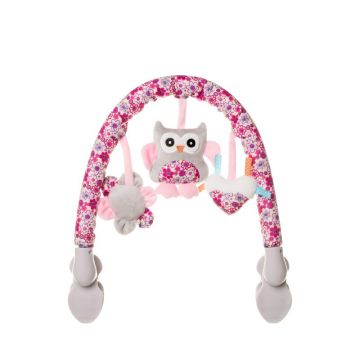 4baby - Arc cu jucarii pentru patut si carucior PLUSH ARCH Bufnite Roz