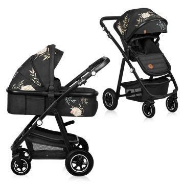 Carucior 2 in 1, Lionelo, Amber, Editie limitata Lovin', Cadru aluminiu, Cu landou intarit si salteluta moale, Reversibil, Maner ajustabil, Huse pentru picioare, ploaie, Plasa de tantari, Geanta parinti, Pana la 22 kg, EN1888-1, EN1888-2, EN1466, Negru