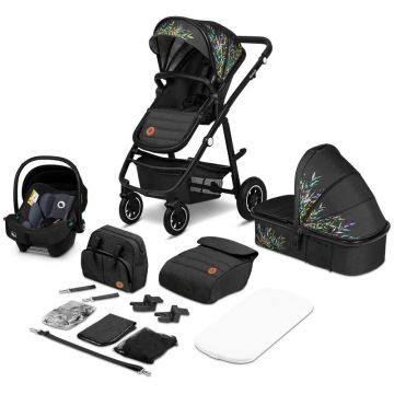 Carucior 3 in 1, Lionelo, Amber, Editie limitata Dreamin', Cadru aluminiu, Cu landou intarit si saltea moale, Cu scoica auto testata ADAC, Reversibil, Cu accesorii, Geanta parinti, Pana la 22 kg, EN1888, EN 1466