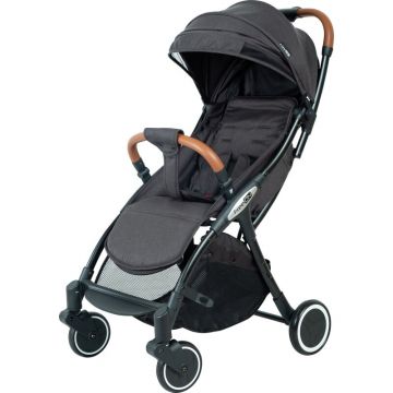 Carucior sport pliabil automat, Nano, Cadru din aluminium, maner din piele ecologica, spatar reglabil, suport pentru sticla, Conform cu standardul european de securitate EN 1888-2:2018, FreeON, Black