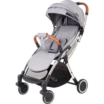 Carucior sport pliabil automat, Nano, Cadru din aluminium, maner din piele ecologica, spatar reglabil, suport pentru sticla, Conform cu standardul european de securitate EN 1888-2:2018, FreeON, Grey