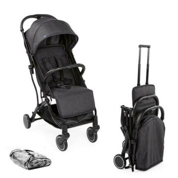 Chicco - Carucior sport tip troler, Trolley Me, Pliere cu o singura mana, Cu protectie de ploaie, Greutate redusa: 7 kg, Sustine 15 kg, 0 luni+, Negru