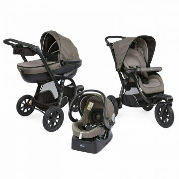 Chicco - Carucior Trio Activ3, Car Kit, 0+luni, Dark Beige