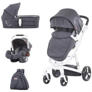 Chipolino - Carucior 3 in 1 Electra Cu cadru alb, Gri