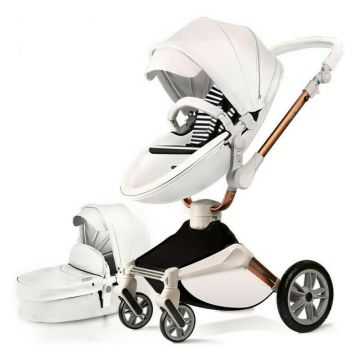 Hot mom - Carucior Copii 360 Alb 2 in 1, varsta intre 0 si 3 ani, Cadru, Landou, Modul Sport si Accesorii