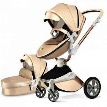 Hot mom - Carucior Copii 360 Champagne 2 in 1, varsta intre 0 si 36 de luni, design modern, elegant si confortabil
