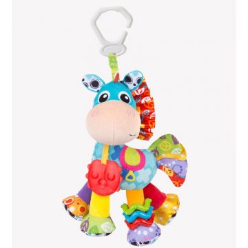 Jucarie mare pentru carucior, scoica auto si patut, Cu jucarie de dentitie, Cu sunete, Activity Friend Clip Clop, 39 cm, Playgro