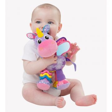 Jucarie mare pentru caruciorscoica auto patut Playgro Activity Friend Stella Unicorn 39 cm