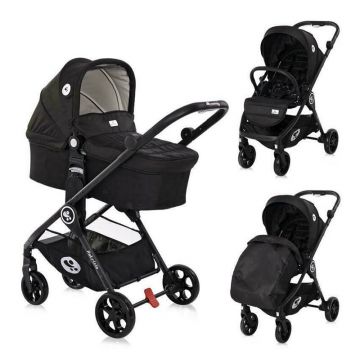 Lorelli - Carucior 2 in 1 Patrizia, Cu landou inclus, Negru