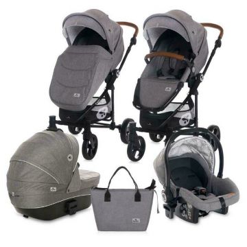 Lorelli - Carucior Set 3 in 1, Crysta, cadru din aluminiu, Grey