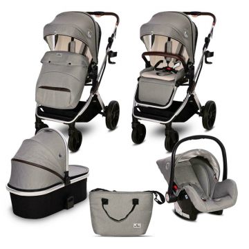 Lorelli - Carucior Set 3 in 1, Glory, cadru de aluminiu, pana la 22 kg, Opaline Grey