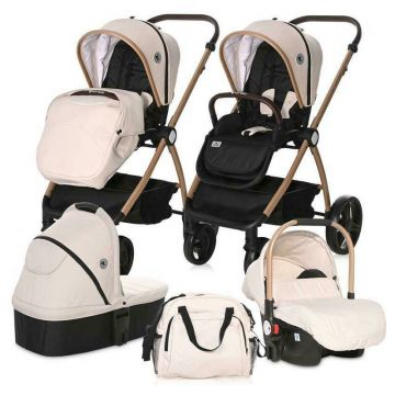 Lorelli - Carucior Set 3 in 1, Infinity, pana la 22 kg, Beige Sand