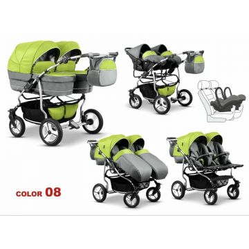 Mikado - Carucior gemeni 3 in 1, Twin T-08, Multicolor