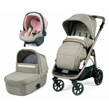 Carucior 3 in 1 Peg Perego Veloce, Primoviaggio SL, 0 - 22 kg, Mon Amour, Bej / Roz