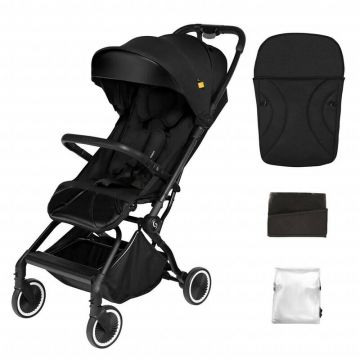 Skiddou - Carucior sport pliabil ultracompact pentru calatorii Espoo+, Onyx, Negru,