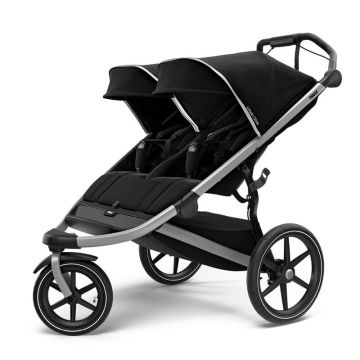 Thule - Carucior gemeni sport Urban Glide 2 Double Cu cadru argintiu Jet, Negru