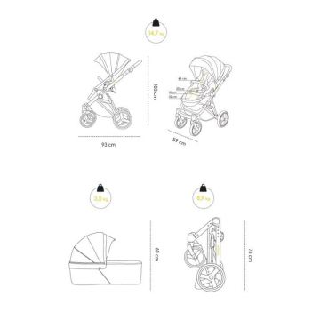 Carucior 2 in 1 Oslo+ Normandic Dream Skiddou Gri