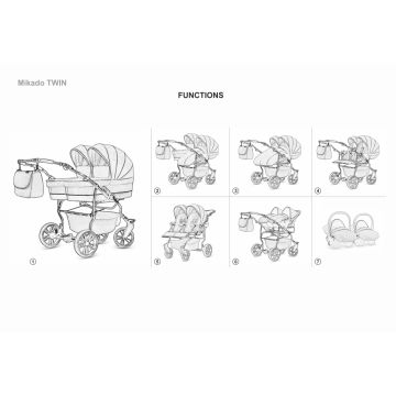 Carucior 2 in 1 pentru gemeni Mikado Twin 2023 T-01